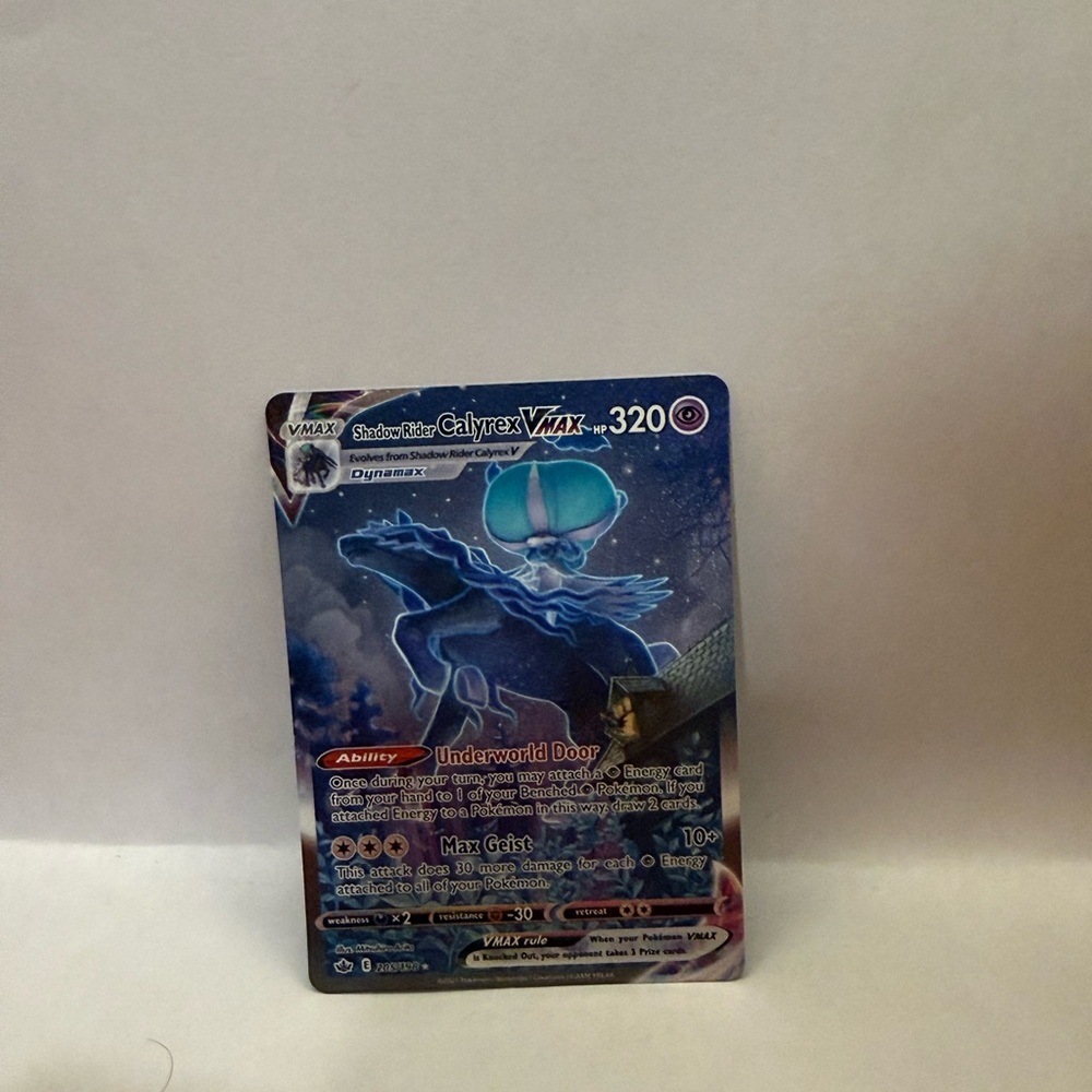 Pokemon Shadow Rider Calyrex VMAX Holographic Card Blue Purple